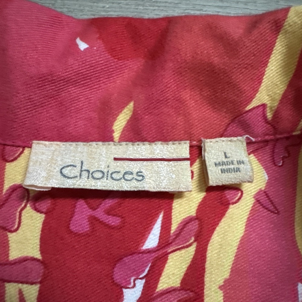Vtg Choices Womans L 100% Cotton Colorful Button Up Jacket Sequins Red Yellow - Picture 6 of 16